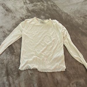 Miss Selfridge White Lettuce Edge Crop Long Sleeve (S)